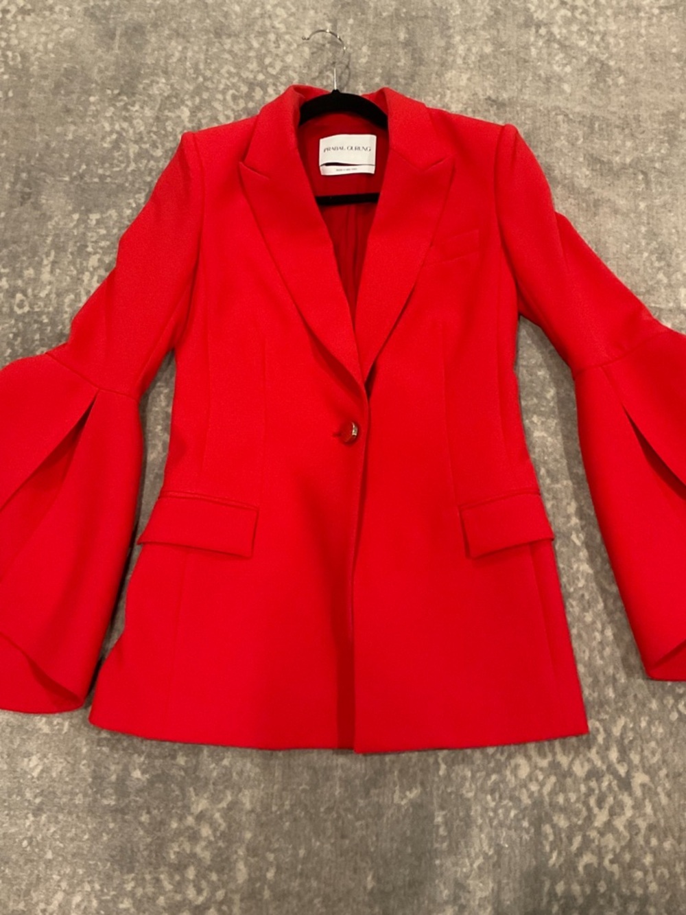 PRABAL GURUNG  RED WOMANS BELL SLEEVE BLAZER SIZE 6